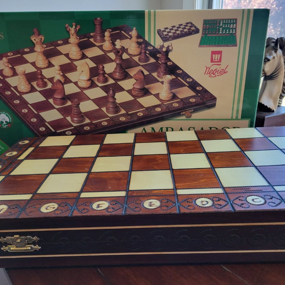 Chess Board Game 21"  Wegiel Handmade European Ambassador